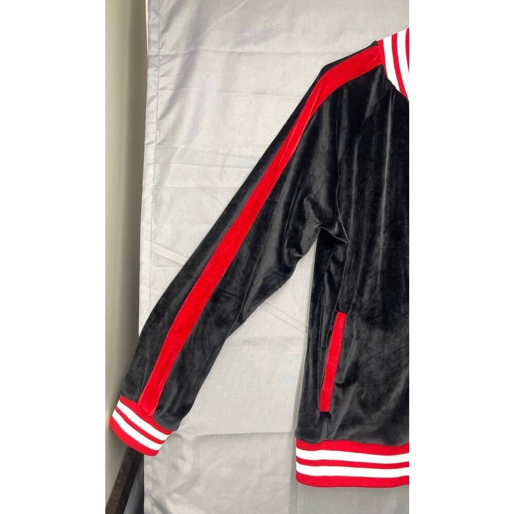 Blizzard Bay‎ Velour Track Jacket Sz Small UglyChristmas Sweater Holiday Santa - Picture 4 of 9